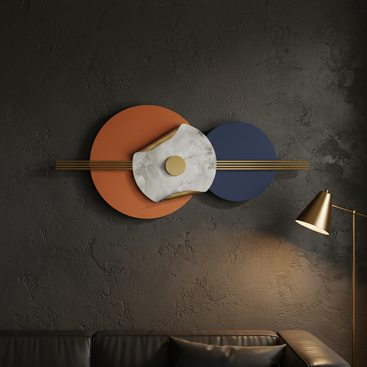 Orange Blue Circles Metal Wall Art