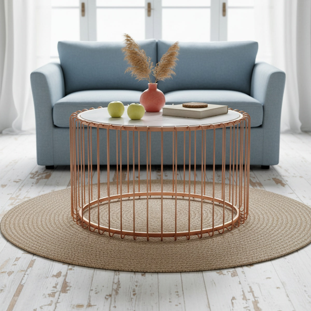 Rose Gold Cage Marble Coffee Table