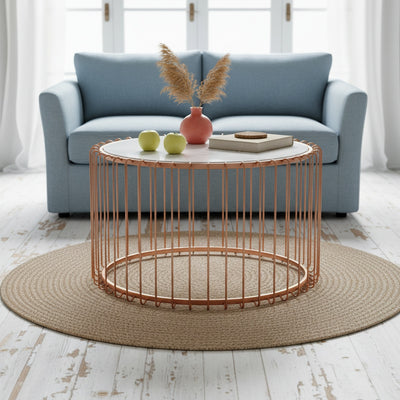 Rose Gold Cage Marble Coffee Table