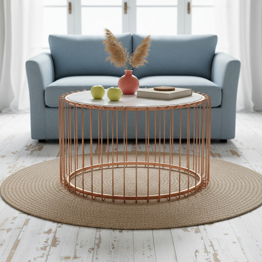 Rose Gold Cage Marble Coffee Table