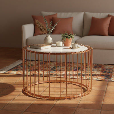 Rose Gold Cage Marble Coffee Table