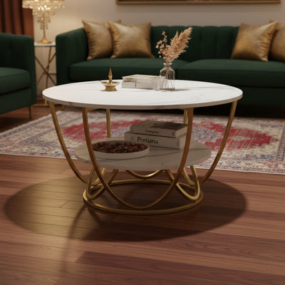 Round 2-Tier Marble Centre Table