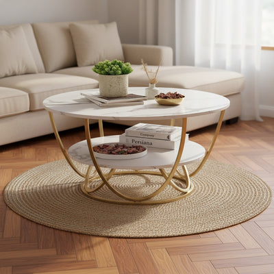 Round 2-Tier Marble Centre Table