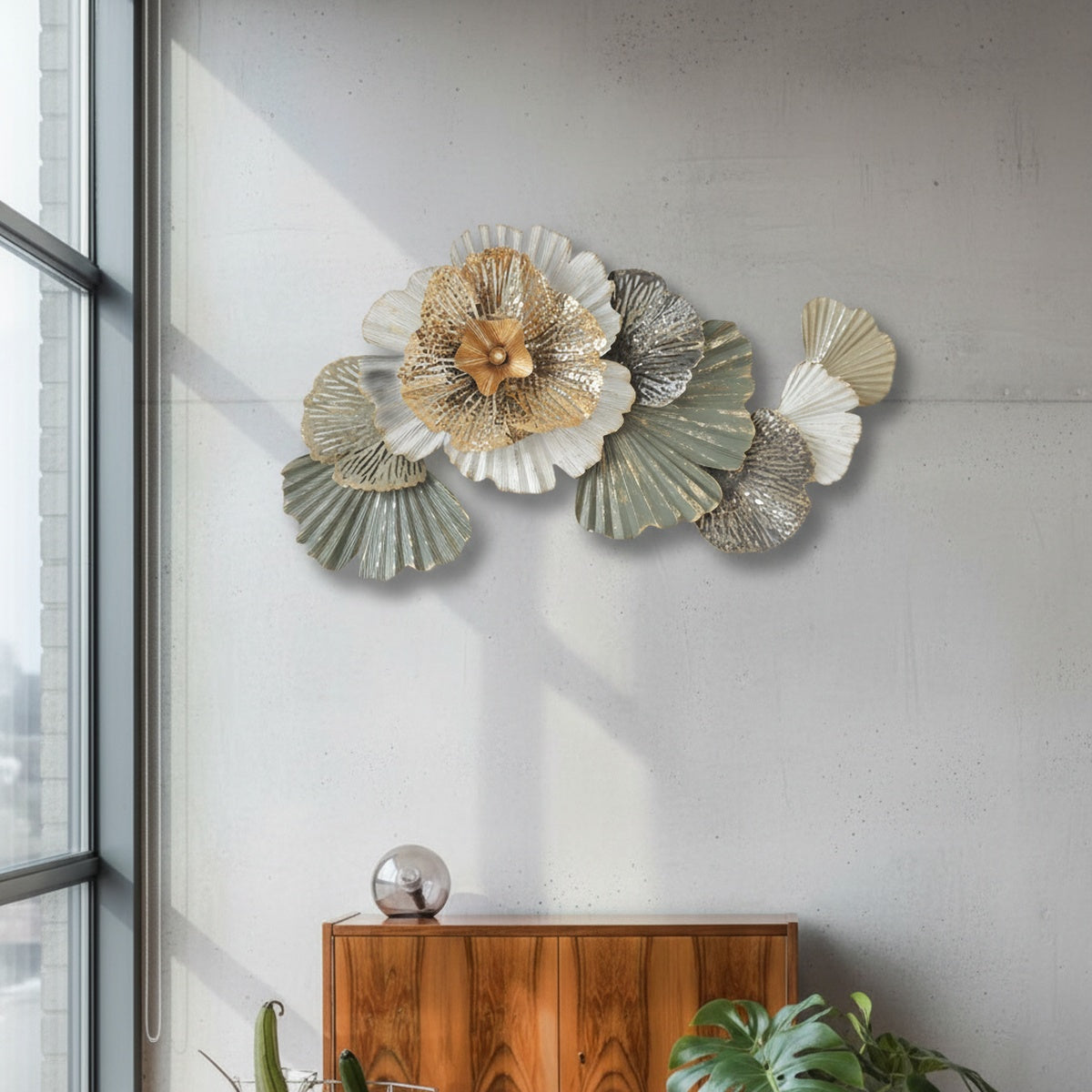 Sage Bloom Metal Wall Art