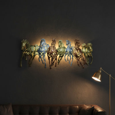 Seven Horses LED Metal Wall Art