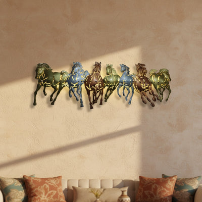 Seven Horses LED Metal Wall Art