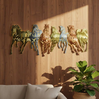 Seven Horses LED Metal Wall Art