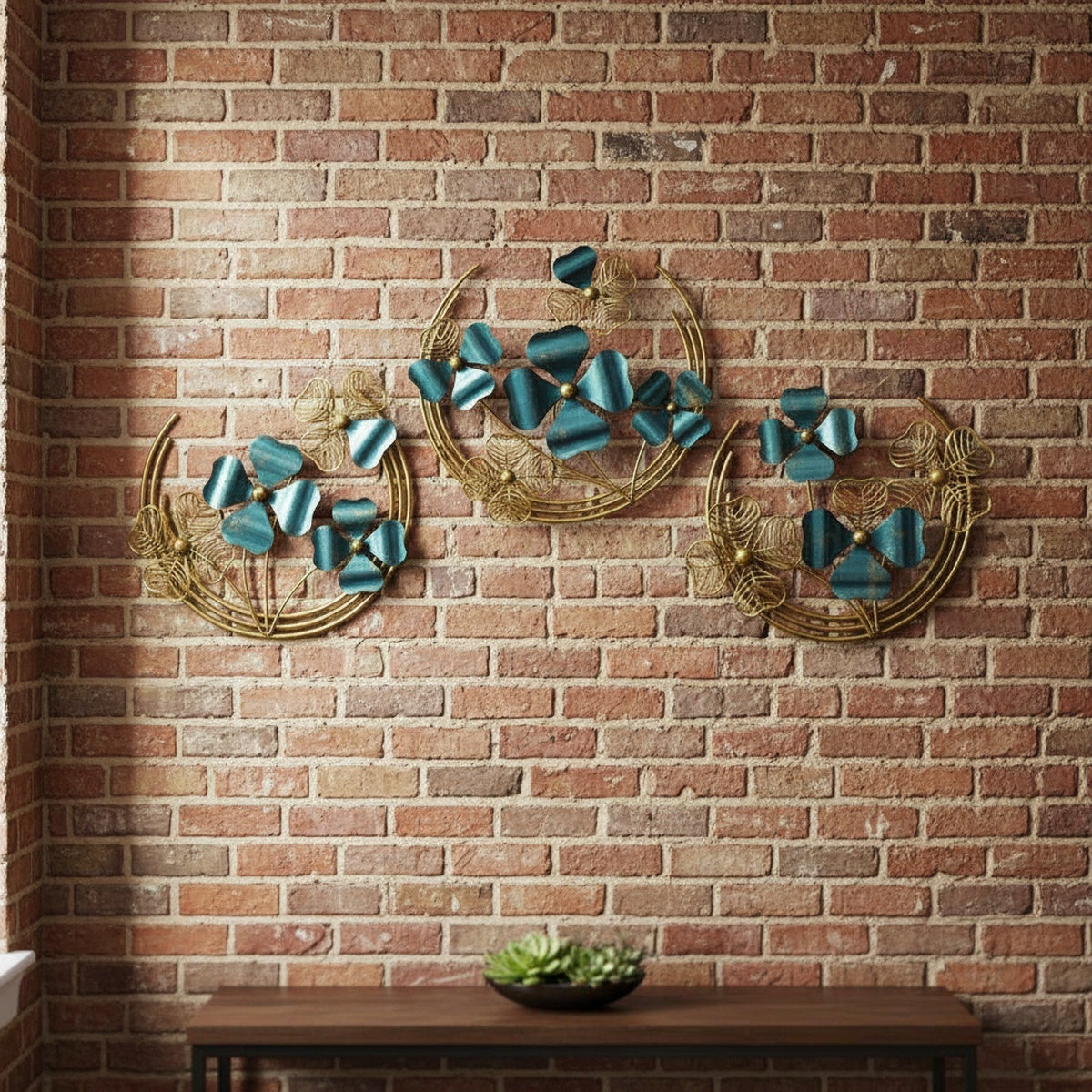 Teal Clover Metal Wall Art