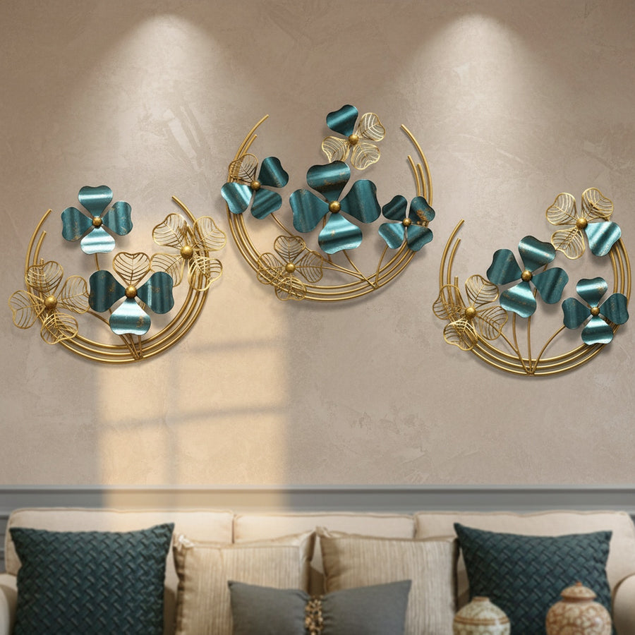 Teal Clover Metal Wall Art