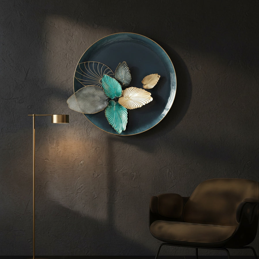 Teal Gold Metal Wall Art