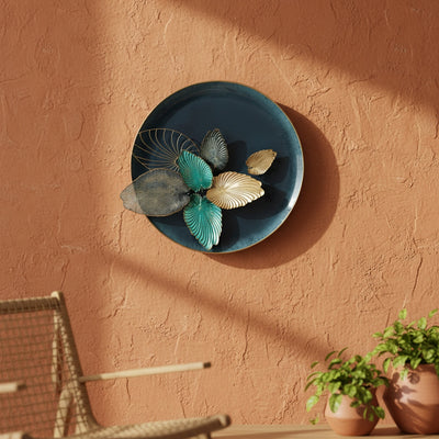Teal Gold Metal Wall Art