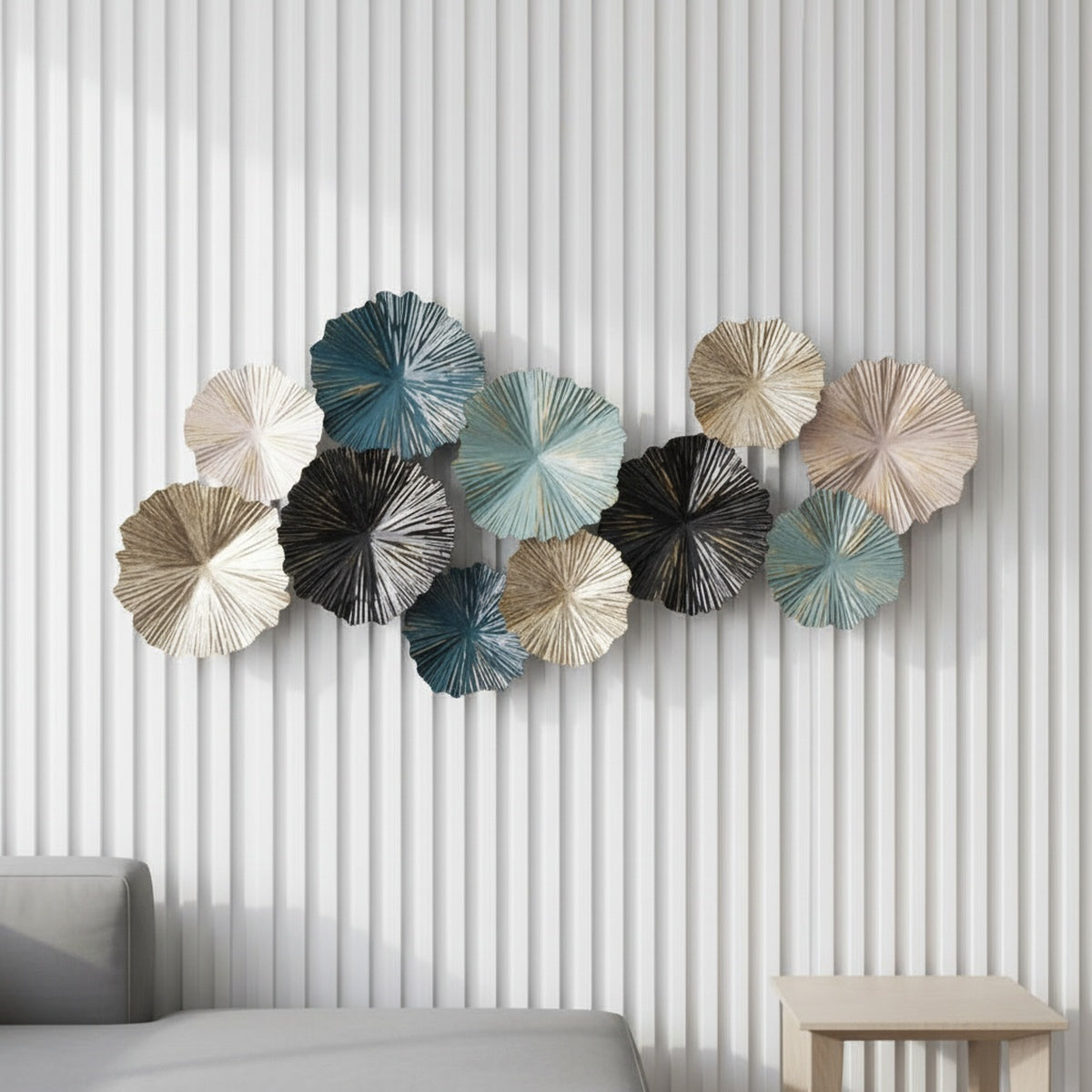 Teal Gold Metal Wall Art