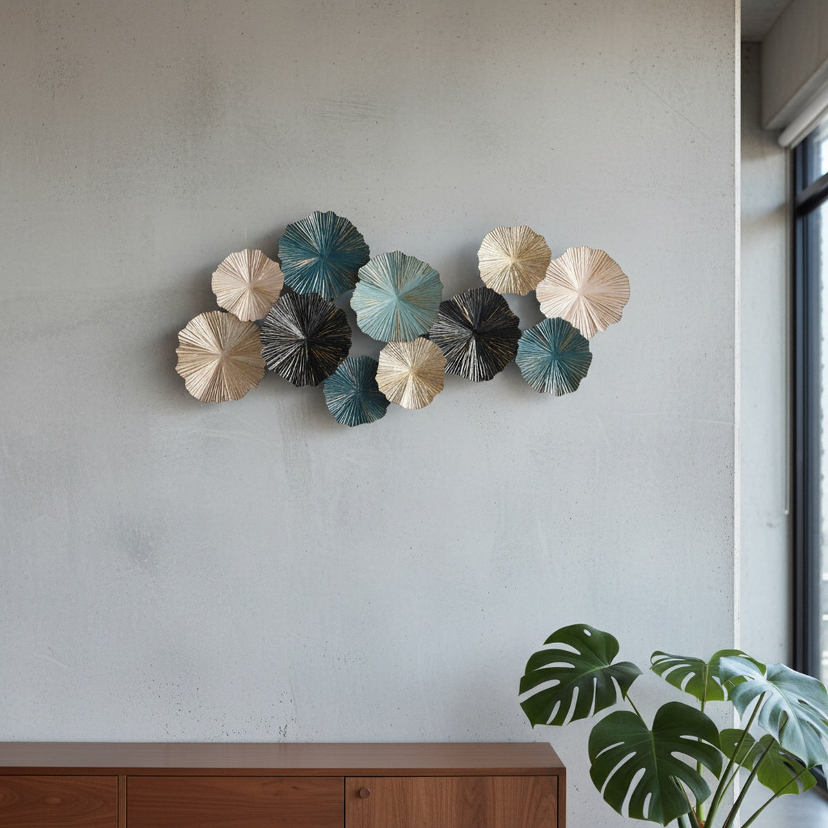 Teal Gold Metal Wall Art
