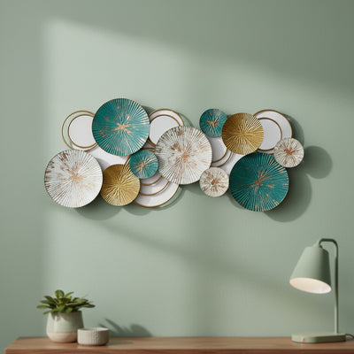 Teal Gold Metal Wall Art