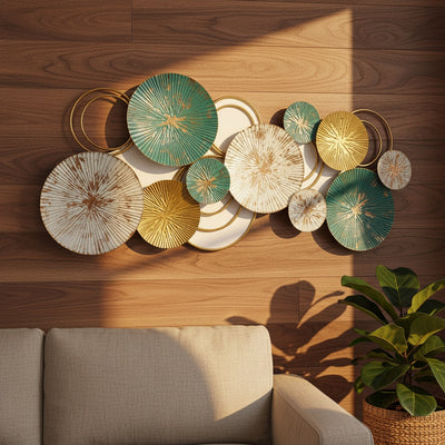 Teal Gold Metal Wall Art