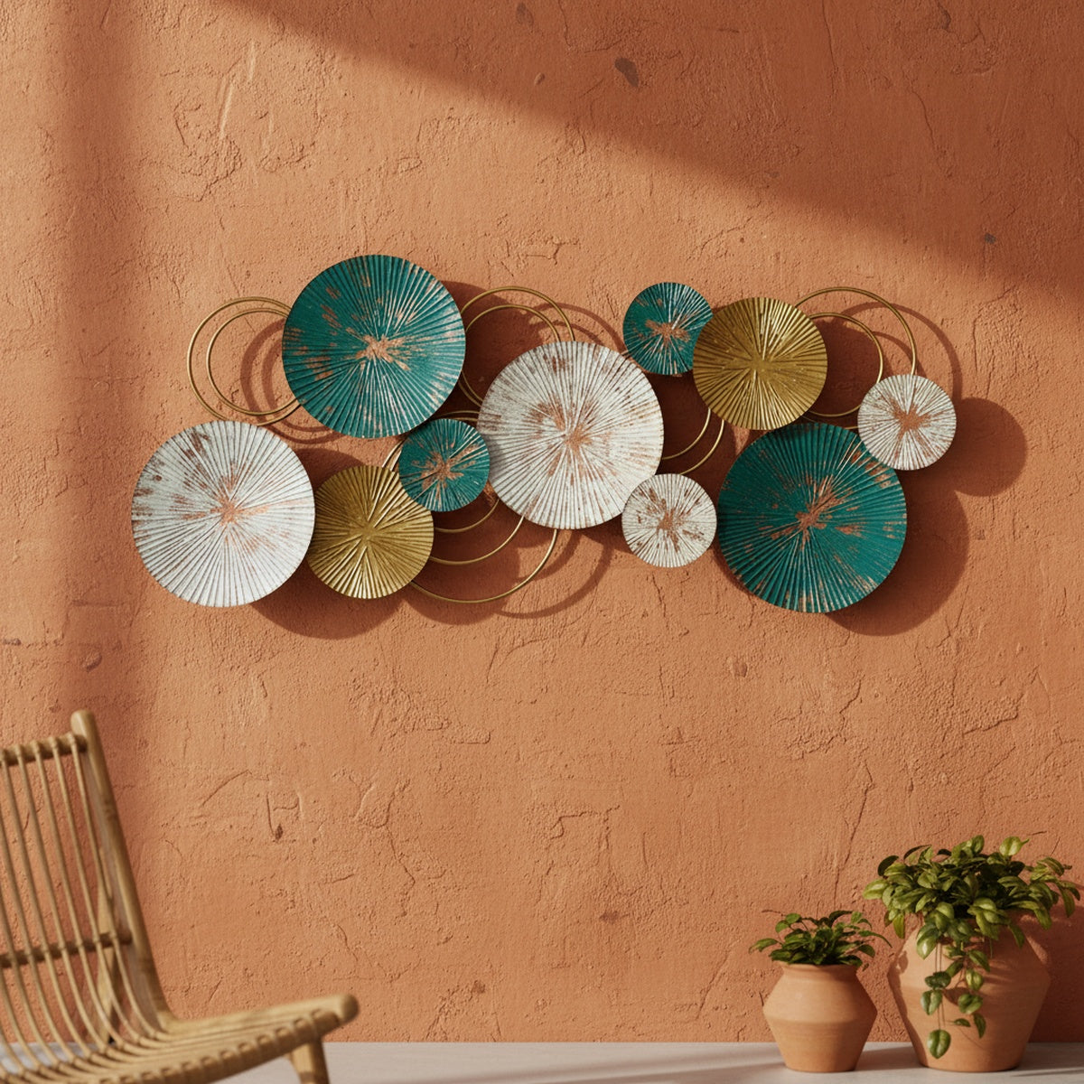 Teal Gold Metal Wall Art