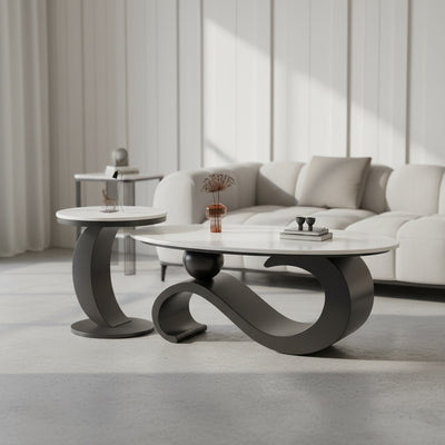 The Inox Sculptural Centre Table Set of 2
