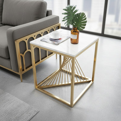 Twisted Gold Marble End Table