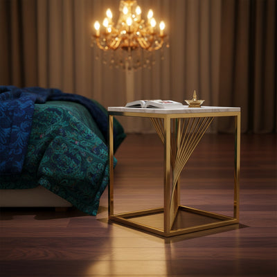 Twisted Gold Marble End Table