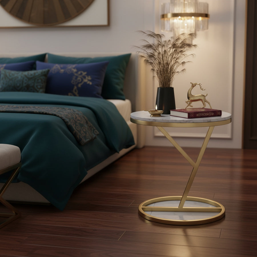Twisted Gold Marble Side Table