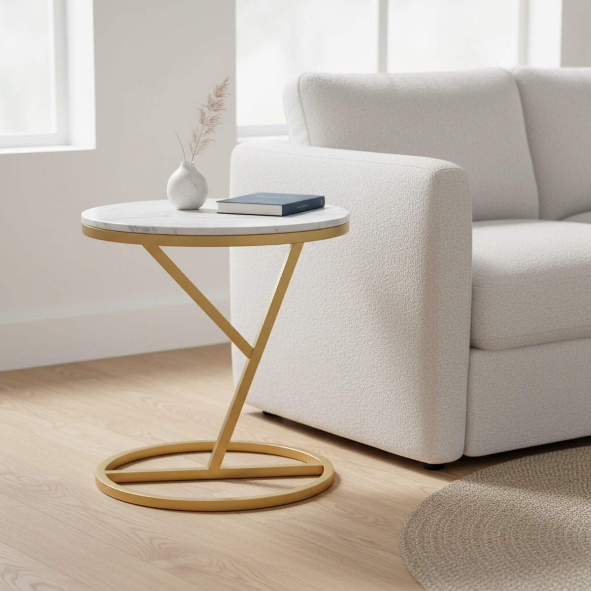Twisted Gold Marble Side Table