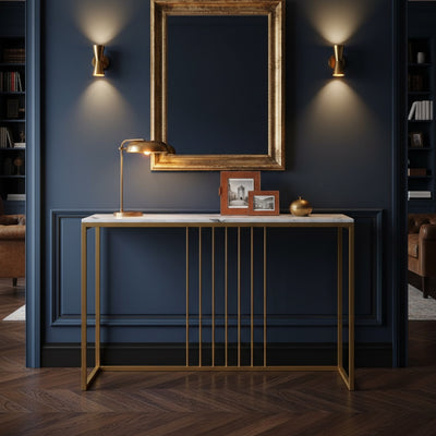 White Marble Gold Console Table