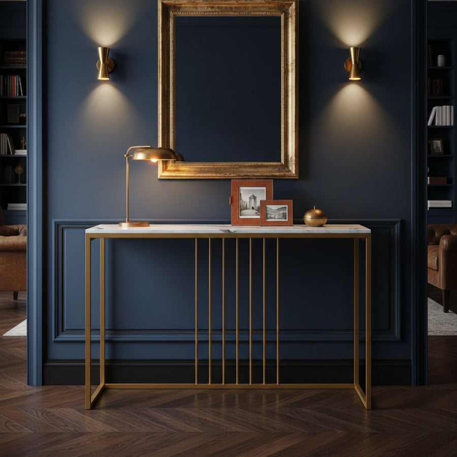White Marble Gold Console Table