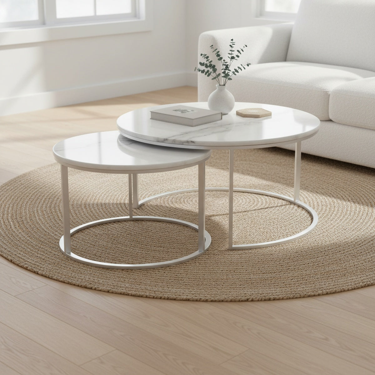 White Marble Modern Nesting Tables | Set of 2