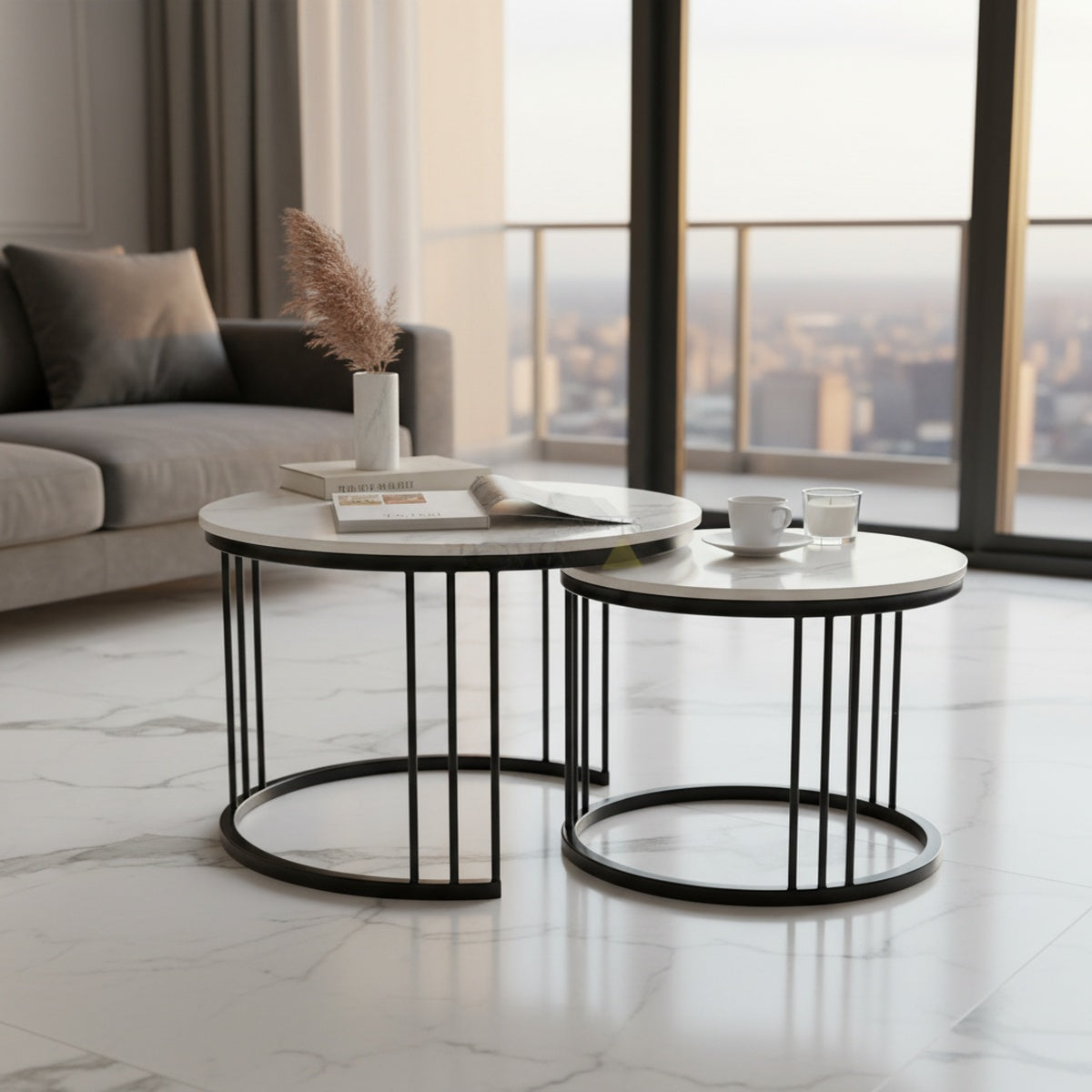 White Marble Classic Nesting Tables | Set of 2