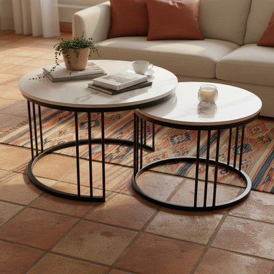 White Marble Classic Nesting Tables | Set of 2