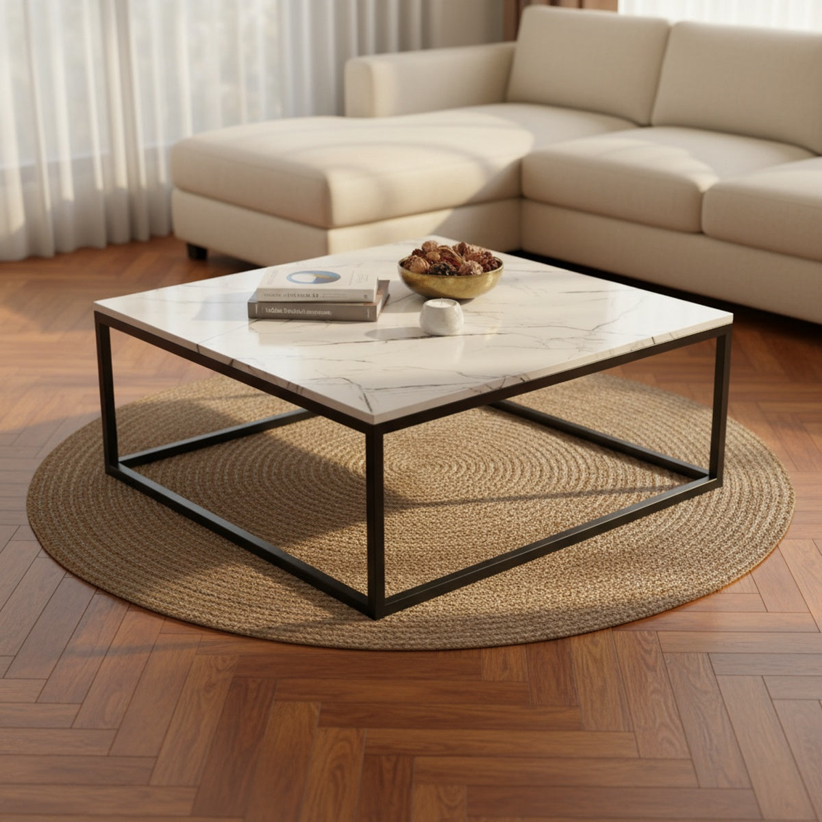 White Marble Square Coffee Table